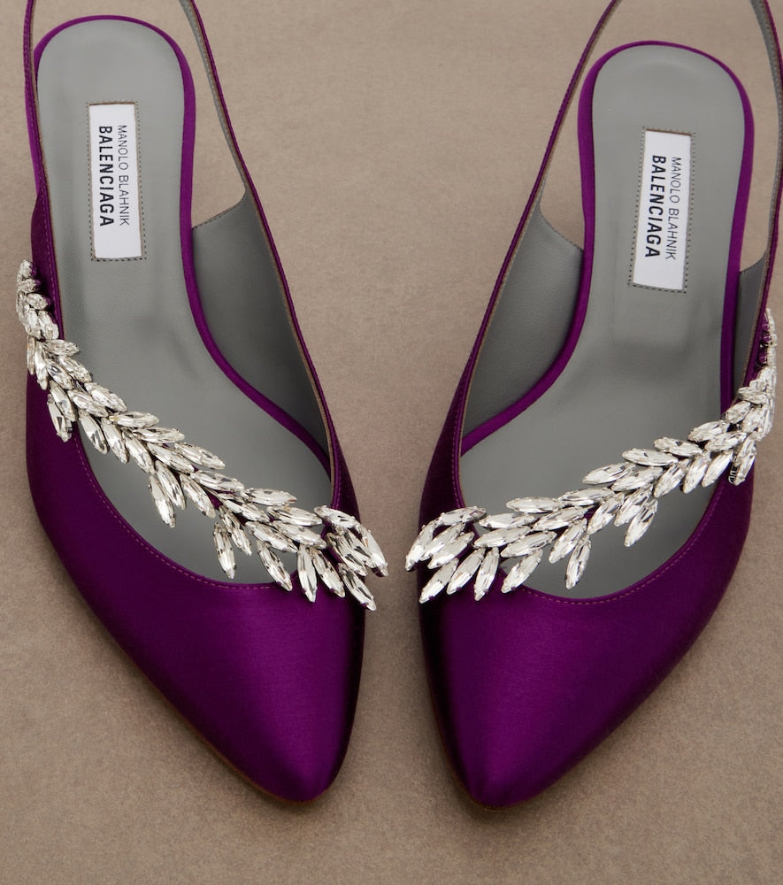 Balenciaga x Manolo Blahnik satin slingback pumps (Purple) - Mid Heel Pumps