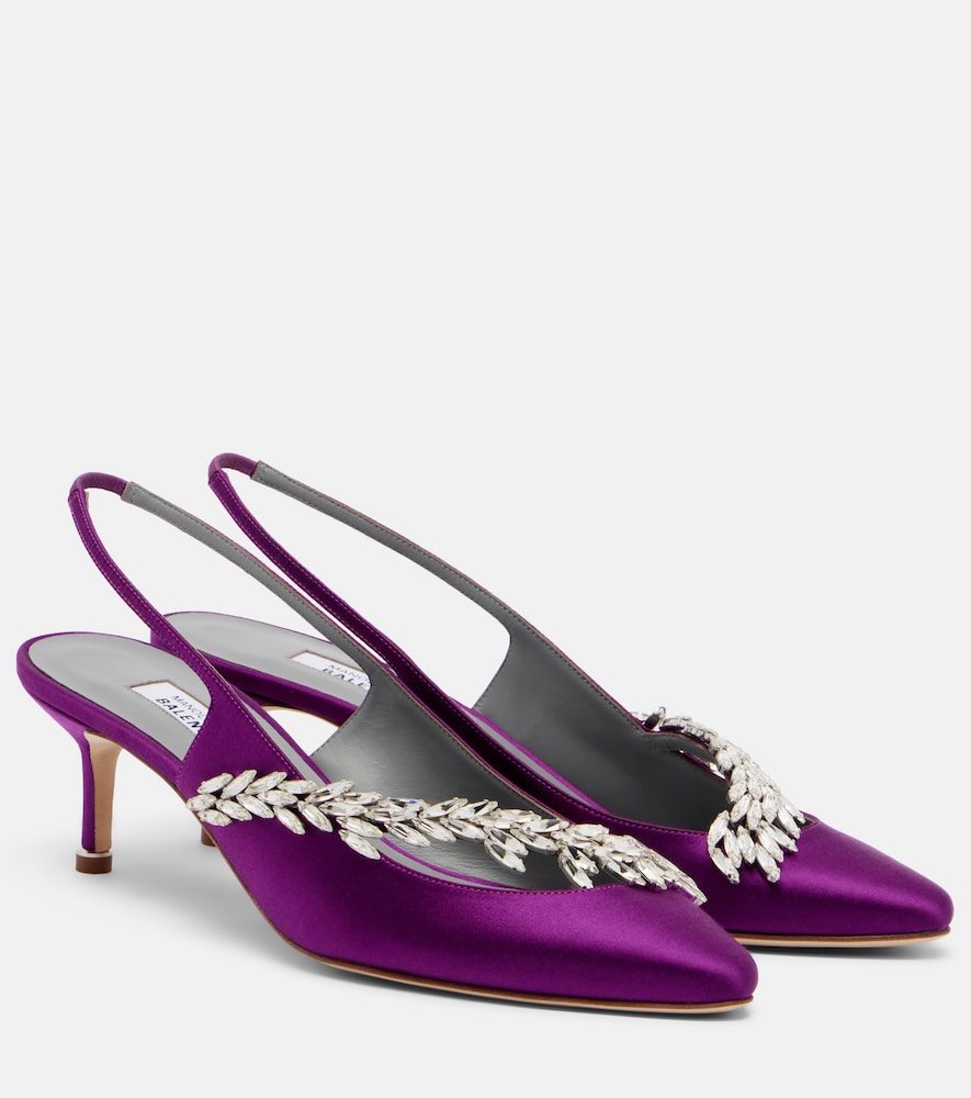 Balenciaga x Manolo Blahnik satin slingback pumps (Purple) - Mid Heel Pumps