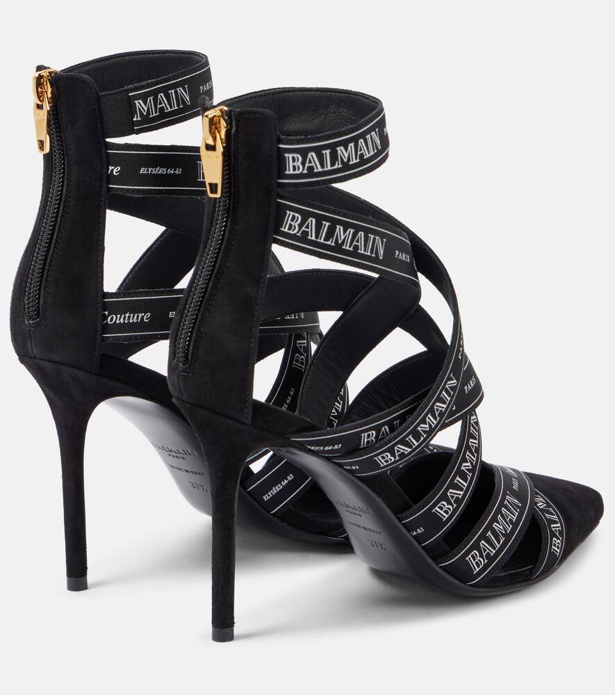Balmain 95 logo suede sandals