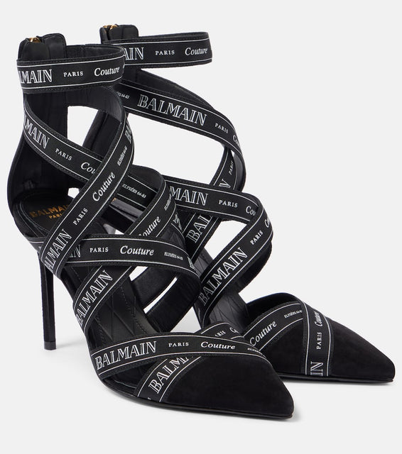 Balmain 95 logo suede sandals