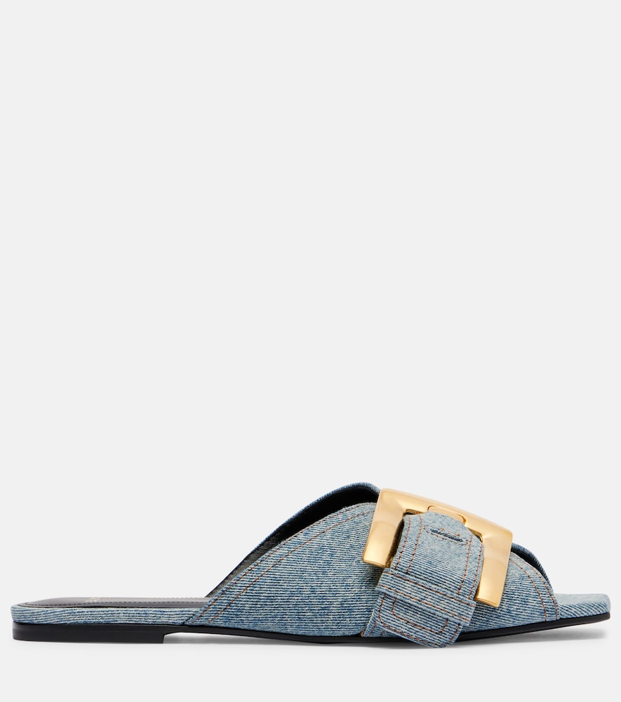 Balmain Anthem denim slides