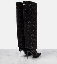 Balmain Ariel embellished knee-high suede boots