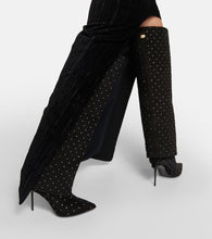 Balmain Ariel embellished knee-high suede boots