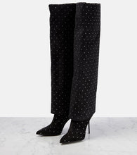 Balmain Ariel embellished knee-high suede boots