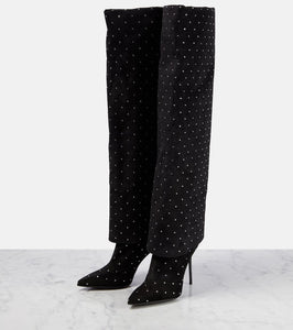 Balmain Ariel embellished knee-high suede boots