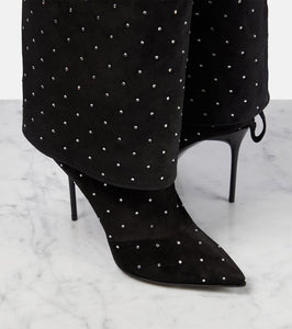Balmain Ariel embellished knee-high suede boots