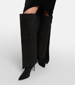 Balmain Ariel embellished knee-high suede boots