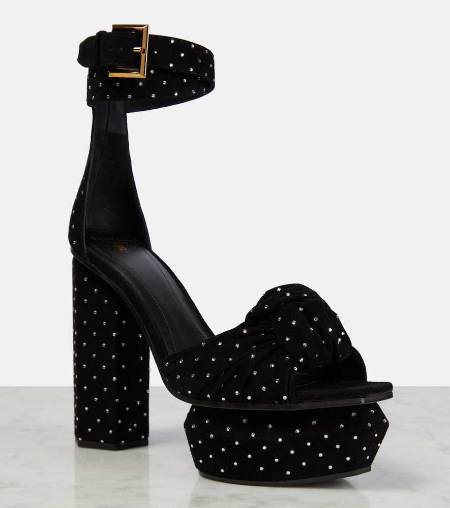 Balmain Ava embellished suede platform sandals