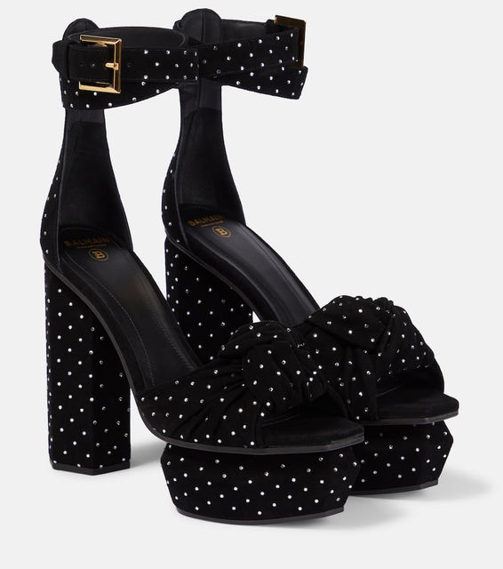 Balmain Ava embellished suede platform sandals