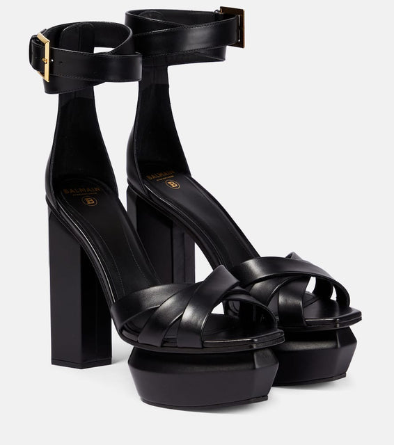 Balmain Ava leather platform sandals