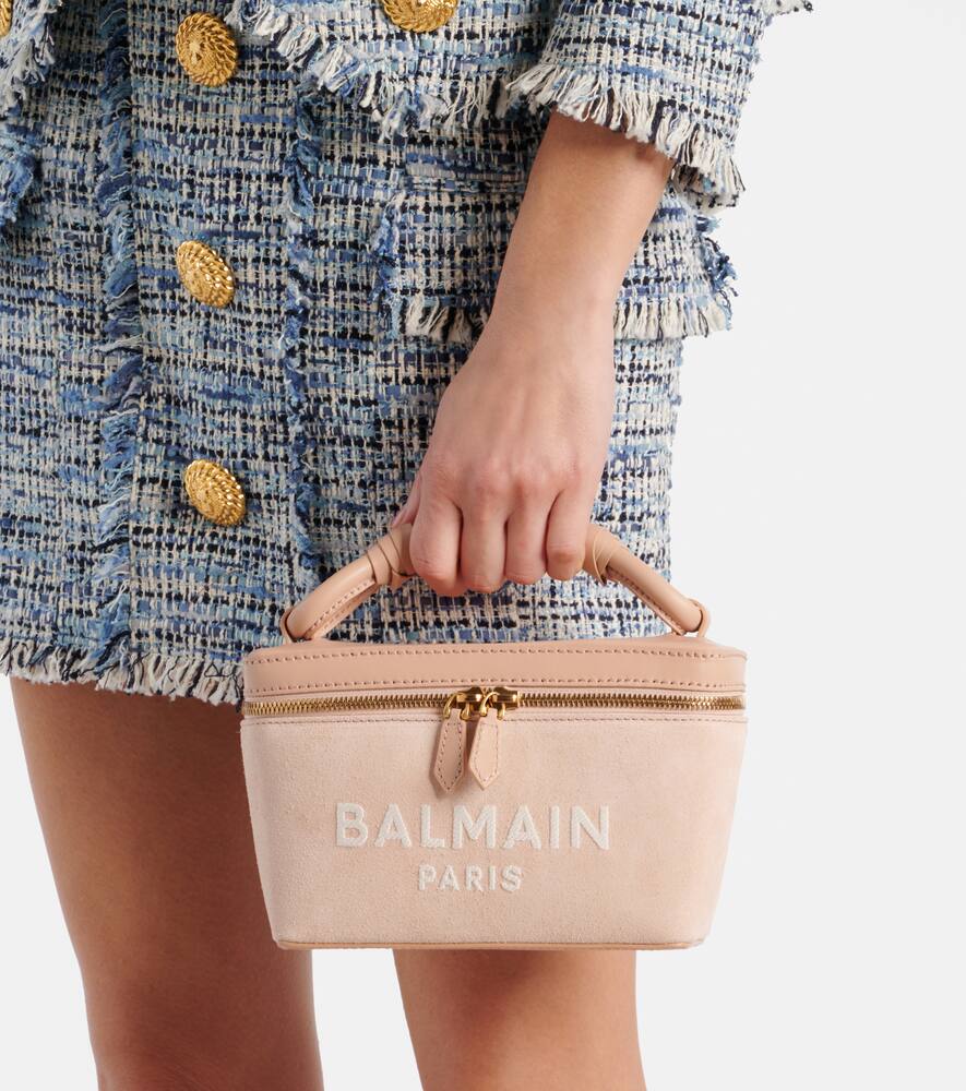 Balmain B-Army suede and leather vanity bag