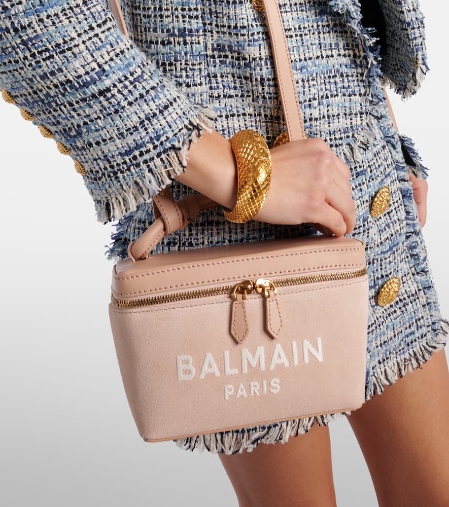 Balmain B-Army suede and leather vanity bag