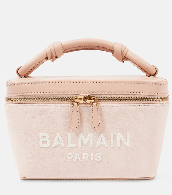 Balmain B-Army suede and leather vanity bag. Shop Balmain Top-Handle Bags for women now.