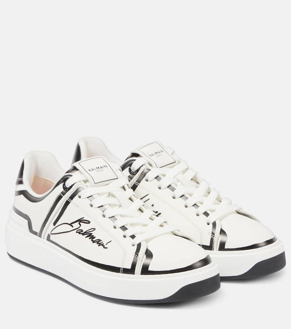 Balmain B-Court logo leather low-top sneakers