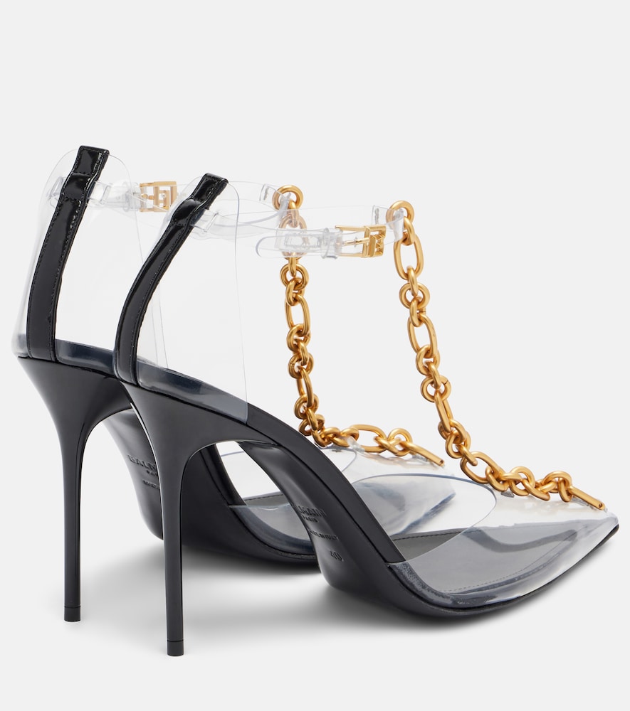Balmain Chain-detail PVC slingback pumps