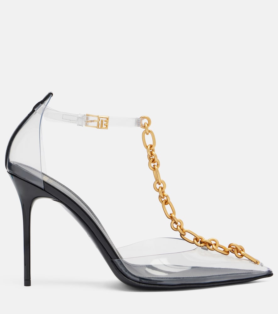 Balmain Chain-detail PVC slingback pumps