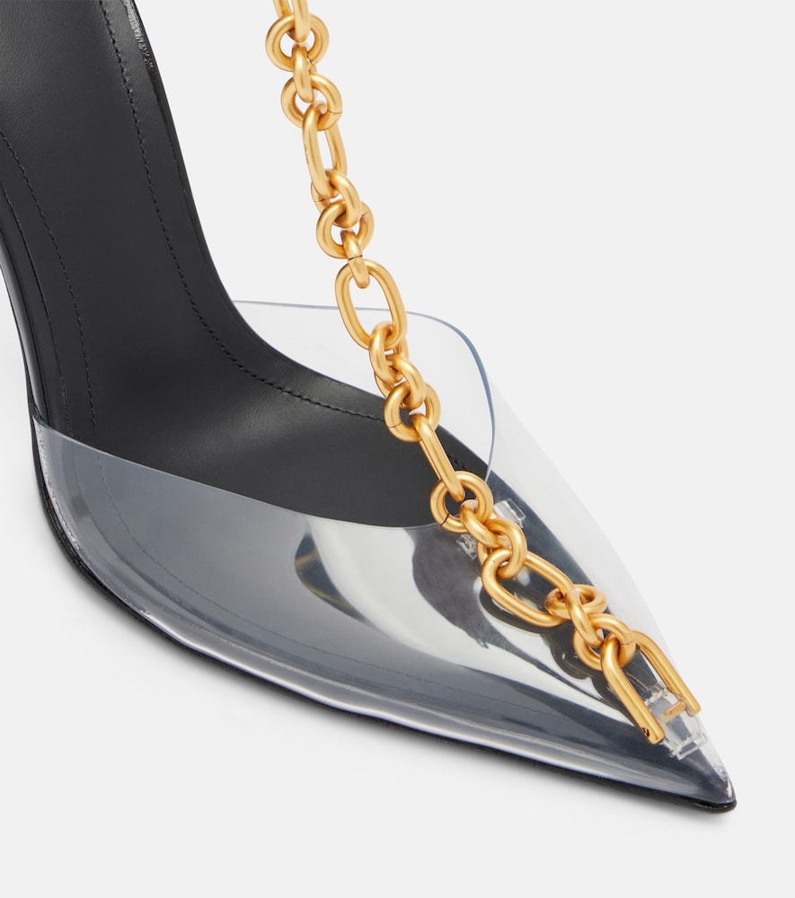 Balmain Chain-detail PVC slingback pumps