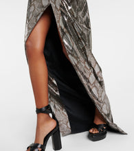 Balmain Chain-detail snake-print gown