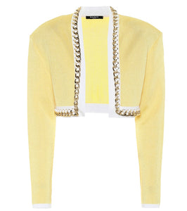 Balmain Chain-link cropped knit jacket