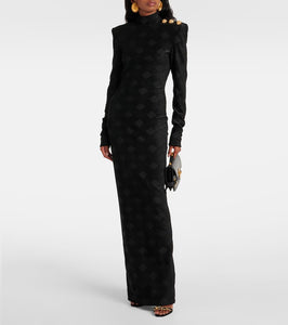 Balmain Checked boucl√É¬© gown