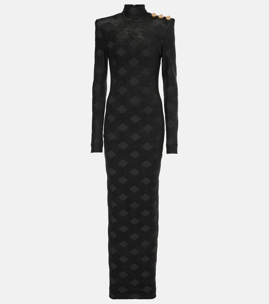Balmain Checked boucl√É¬© gown