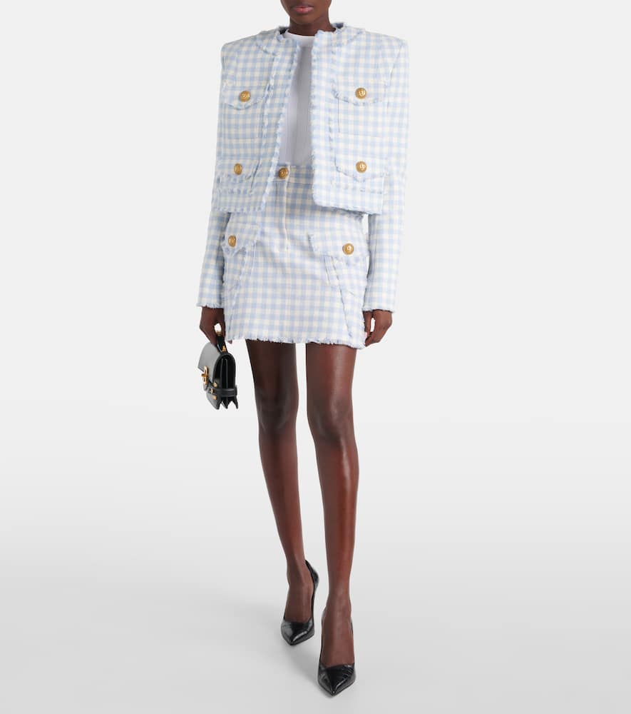 Balmain Checked cotton-blend tweed jacket