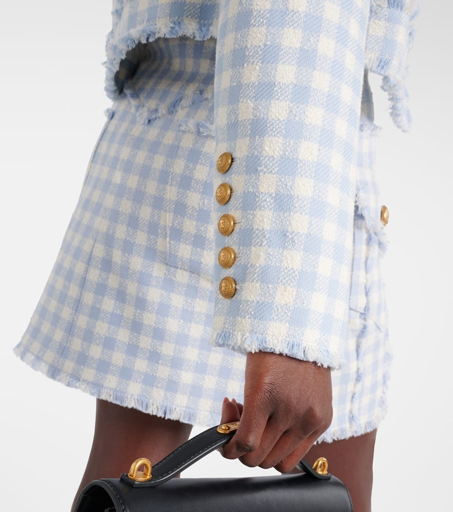 Balmain Checked cotton-blend tweed jacket