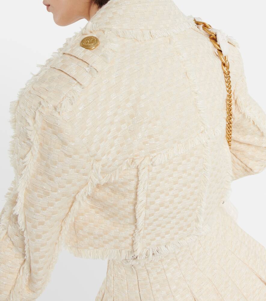 Balmain Cotton-blend tweed cropped jacket