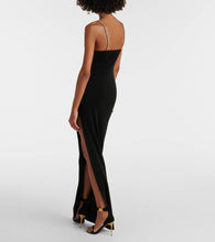 Balmain Crystal-embellished side-slit gown