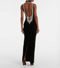 Balmain Crystal-embellished velvet gown