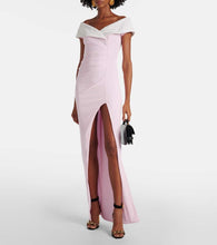 Balmain Draped off-shoulder jersey gown