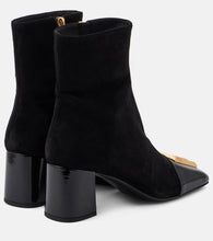 Balmain Edna suede and patent leather ankle boots