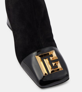 Balmain Edna suede and patent leather ankle boots