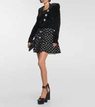 Balmain Embellished cropped velvet blazer
