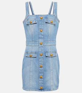 Balmain Embellished denim minidress