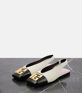 Balmain Flat Eden leather slingback flats