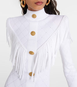 Balmain Fringed knit minidress