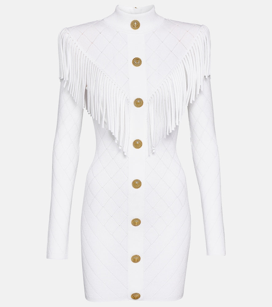 Balmain Fringed knit minidress. Balmain 流苏针织迷你连衣裙