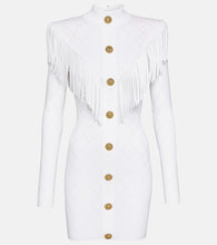 Balmain Fringed knit minidress
