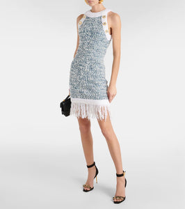 Balmain Fringed tweed minidress