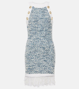 Balmain Fringed tweed minidress