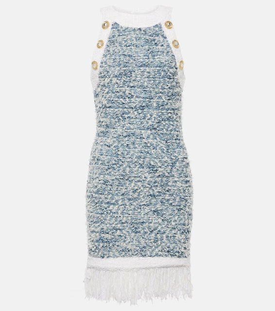 Balmain Fringed tweed minidress