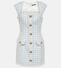 Balmain Gingham tweed minidress. Balmain 格纹粗花呢迷你连衣裙