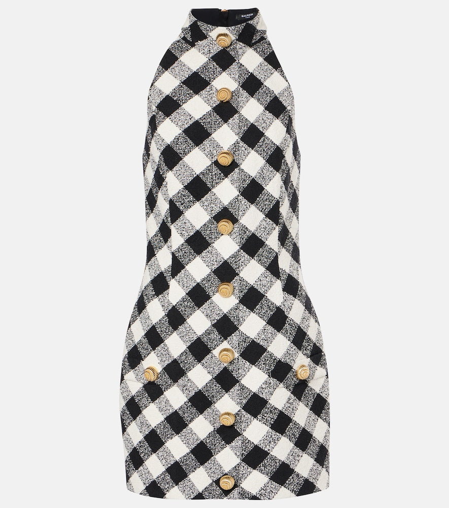 Balmain Halterneck cotton-blend tweed minidress. Balmain 露背棉混纺粗花呢迷你连衣裙