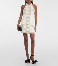 Balmain Halterneck embellished tweed minidress
