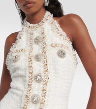 Balmain Halterneck embellished tweed minidress