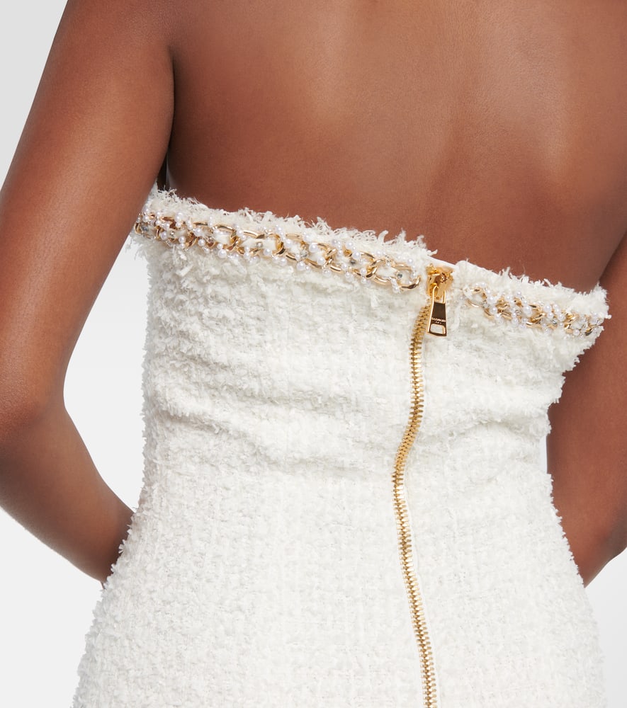 Balmain Halterneck embellished tweed minidress