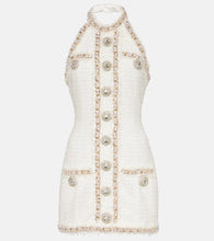 Balmain Halterneck embellished tweed minidress