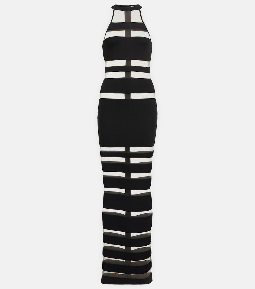 Balmain Halterneck mesh-paneled gown. Balmain露背网纱拼接礼服