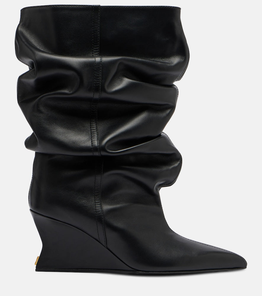 Balmain Leather wedge boots